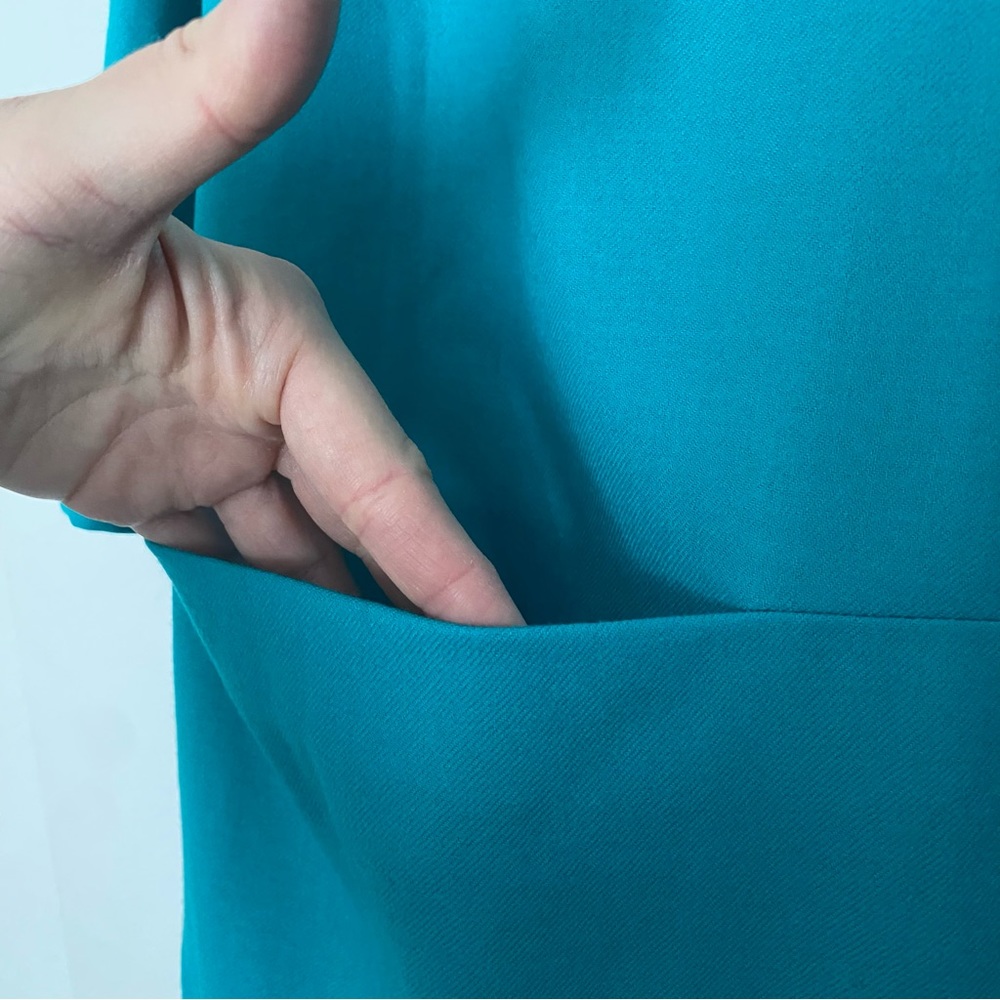 J. Crew teal shift dress career has pockets 3/4 sleeve size 4 - Picture 4 of 9